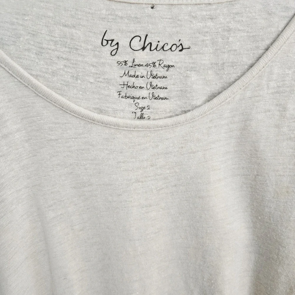 Chico's White Cold Shoulder Cut-Out Knit Top Scoop Neck Stretch Womens Size 2
